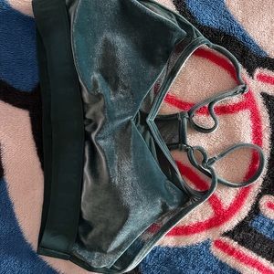 pink green velvet sports bra